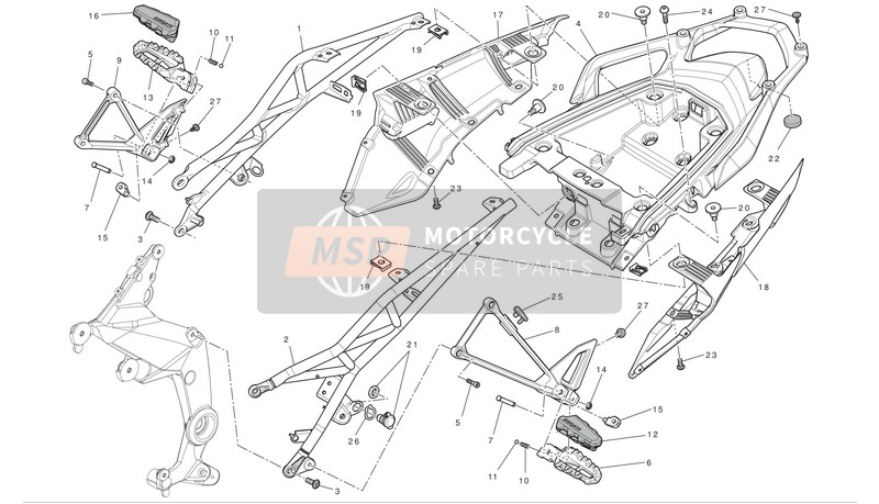 Ducati MULTISTRADA 1200 S ABS Eu 2012 Rear Subframe for a 2012 Ducati MULTISTRADA 1200 S ABS Eu