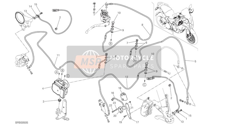 Ducati MULTISTRADA 1200 S ABS Eu 2016 Sistema di rottura ABS per un 2016 Ducati MULTISTRADA 1200 S ABS Eu