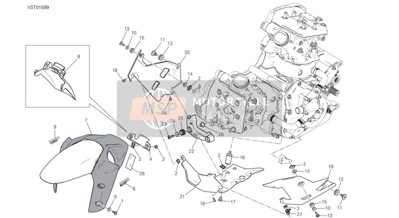 56411061BV, Front Mudguard Grey, Ducati, 0