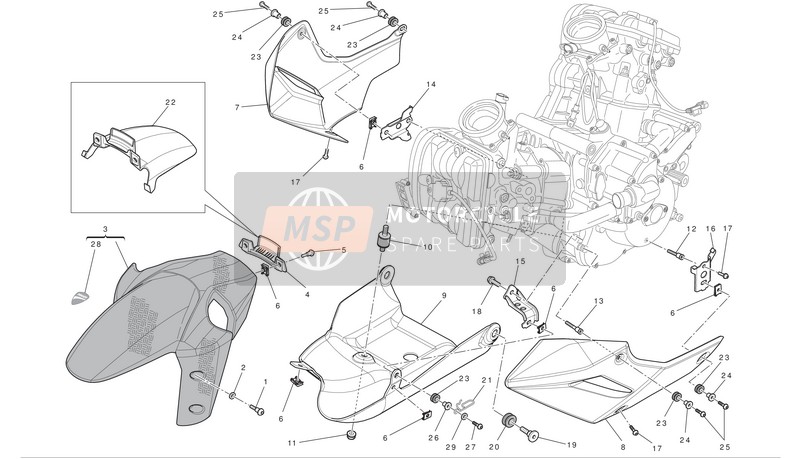 56410821A, Voorspatbord Carbon, Ducati, 0