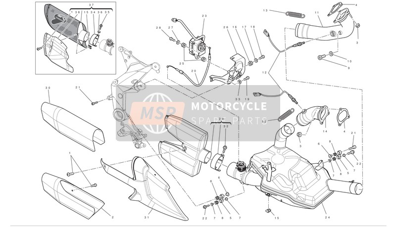 Ducati MULTISTRADA 1200 S ABS PIKES PEAK Usa 2012 Exhaust System for a 2012 Ducati MULTISTRADA 1200 S ABS PIKES PEAK Usa