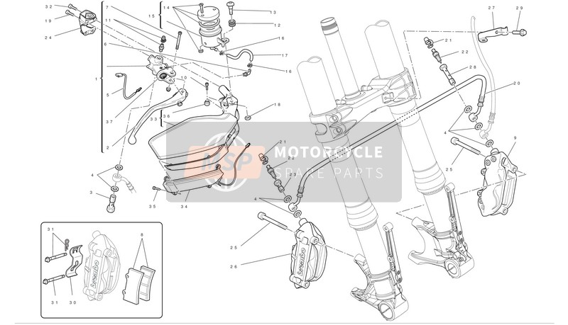 Ducati MULTISTRADA 1200 S ABS PIKES PEAK Usa 2012 Voor rem voor een 2012 Ducati MULTISTRADA 1200 S ABS PIKES PEAK Usa