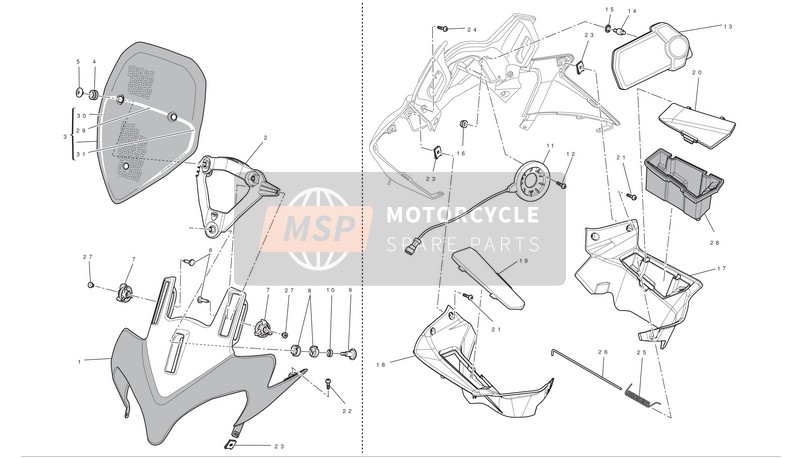 Ducati MULTISTRADA 1200 S ABS PIKES PEAK Usa 2012 Carenado de faros para un 2012 Ducati MULTISTRADA 1200 S ABS PIKES PEAK Usa
