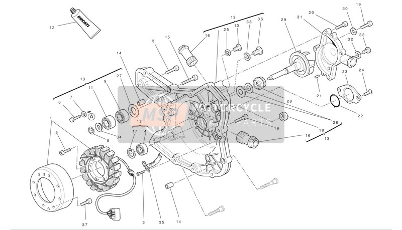 Ducati MULTISTRADA 1200 S ABS TOURING Eu 2010 Pompa dell'acqua-altr-Lato per un 2010 Ducati MULTISTRADA 1200 S ABS TOURING Eu