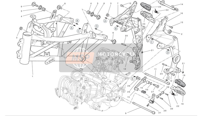 Ducati MULTISTRADA 1200 S ABS TOURING Eu 2010 Frame for a 2010 Ducati MULTISTRADA 1200 S ABS TOURING Eu