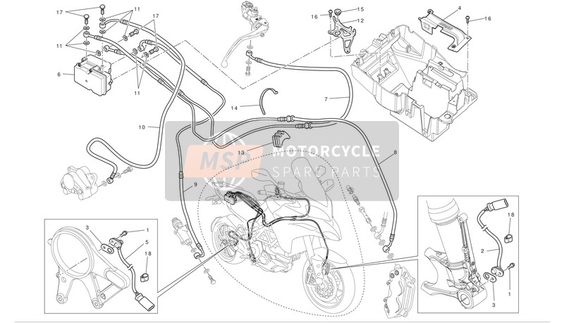 Ducati MULTISTRADA 1200 S ABS TOURING Eu 2012 Anti-Bloccare il sistema di rottura per un 2012 Ducati MULTISTRADA 1200 S ABS TOURING Eu