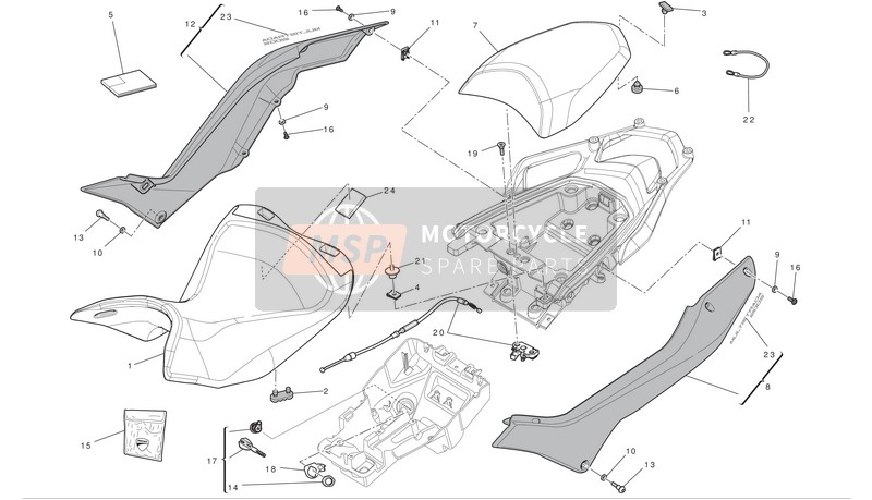 48211621CG, Panneau Latéral Droit Gris, Ducati, 0