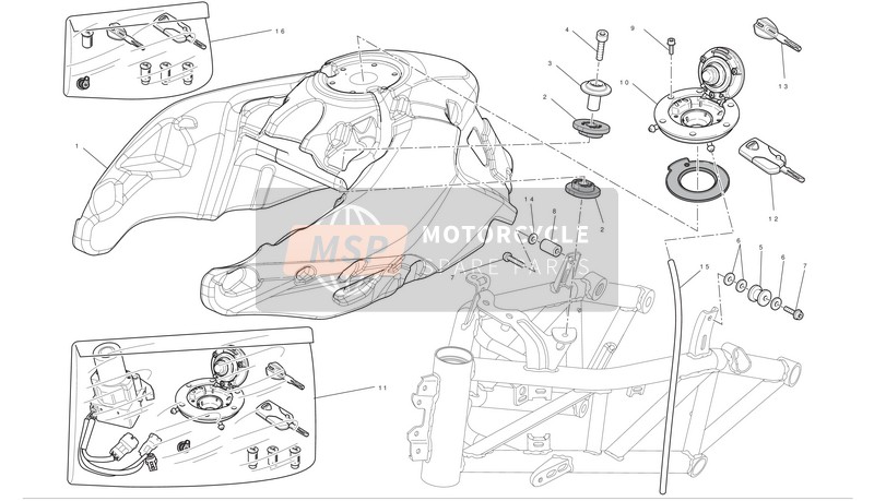 Ducati MULTISTRADA 1200 S ABS TOURING Usa 2010 Fuel Tank for a 2010 Ducati MULTISTRADA 1200 S ABS TOURING Usa