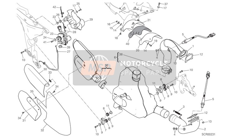 Ducati MULTISTRADA 1200 S ABS Usa 2016 Système d'échappement pour un 2016 Ducati MULTISTRADA 1200 S ABS Usa