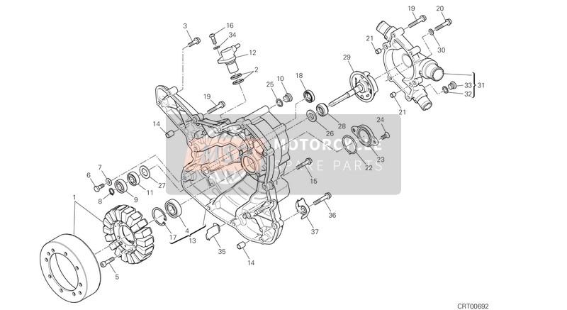 Ducati MULTISTRADA 1200 S ABS Usa 2016 Couvercle du générateur pour un 2016 Ducati MULTISTRADA 1200 S ABS Usa