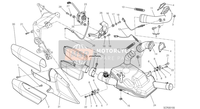 Ducati MULTISTRADA 1200 S GT EU 2013 Système d'échappement pour un 2013 Ducati MULTISTRADA 1200 S GT EU