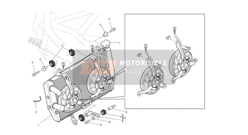 Ducati MULTISTRADA 1200 S GT EU 2013 Waterkoeler voor een 2013 Ducati MULTISTRADA 1200 S GT EU