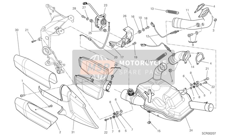 Ducati MULTISTRADA 1200 S GT USA 2014 Sistema de escape para un 2014 Ducati MULTISTRADA 1200 S GT USA