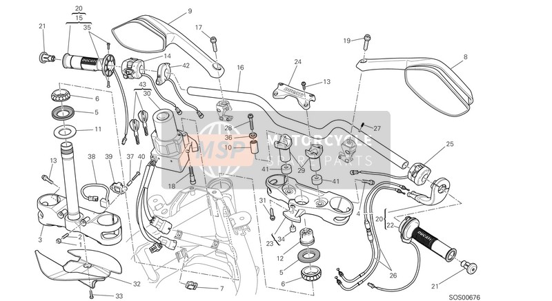 Ducati MULTISTRADA 1200 S GT USA 2014 Manubrio per un 2014 Ducati MULTISTRADA 1200 S GT USA