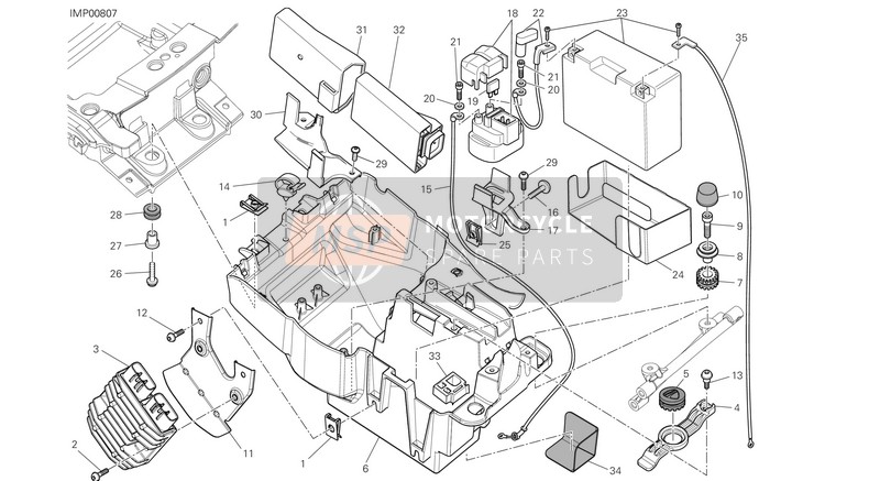 Ducati MULTISTRADA 1200 S PIKES PEAK ABS USA 2013 Battery Holder for a 2013 Ducati MULTISTRADA 1200 S PIKES PEAK ABS USA