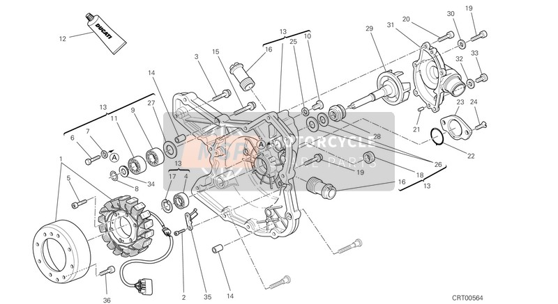 Ducati MULTISTRADA 1200 S PIKES PEAK EU 2014 Couvercle du générateur pour un 2014 Ducati MULTISTRADA 1200 S PIKES PEAK EU