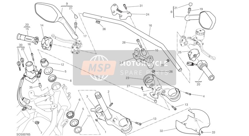 Ducati MULTISTRADA 1200 S PIKES PEAK USA 2016 Stuur voor een 2016 Ducati MULTISTRADA 1200 S PIKES PEAK USA