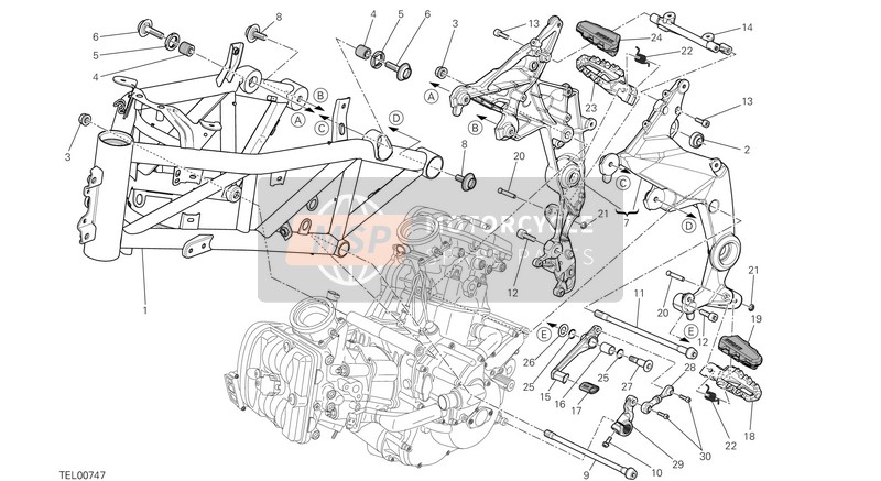 Ducati MULTISTRADA 1200 S TOURING EU 2014 Frame for a 2014 Ducati MULTISTRADA 1200 S TOURING EU