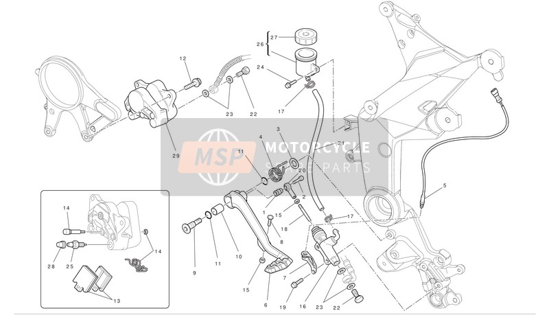 Ducati MULTISTRADA 1200SABS Eu 2010 Frein arriere pour un 2010 Ducati MULTISTRADA 1200SABS Eu