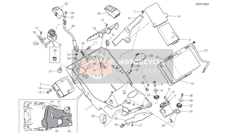 Ducati MULTISTRADA 1260 ABS 2018 Soporte de la batería para un 2018 Ducati MULTISTRADA 1260 ABS