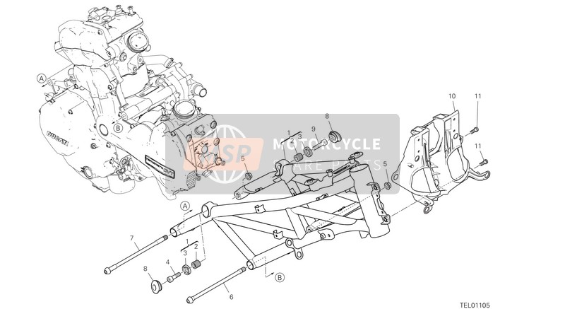 77110411A, Tornillo Tceif M8X20, Ducati, 1