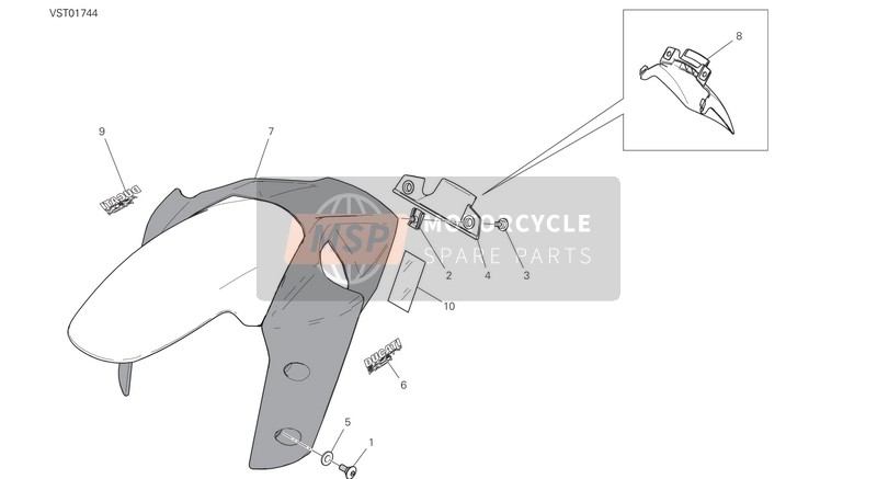 56416581AA, Voorspatbord Rood, Ducati, 0