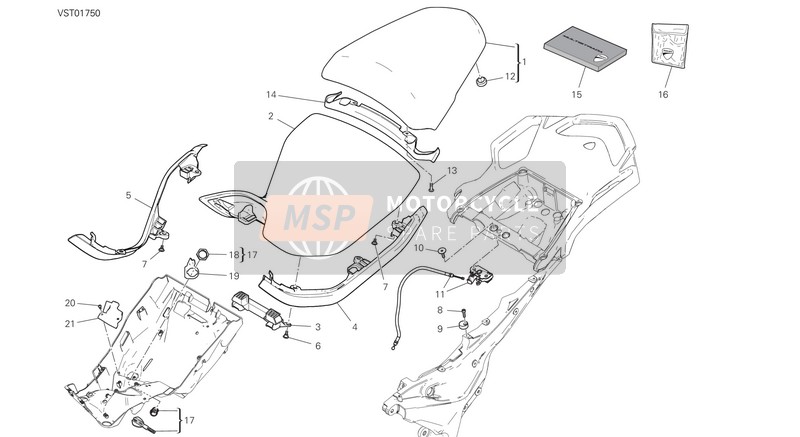 8291G081A, Seat Support, Ducati, 2