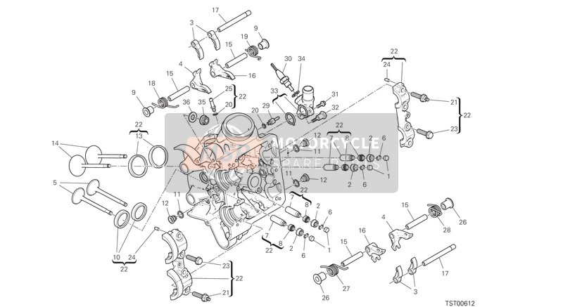 Ducati Multistrada 1260 ABS EU 2020 Horizontale cilinderkop voor een 2020 Ducati Multistrada 1260 ABS EU