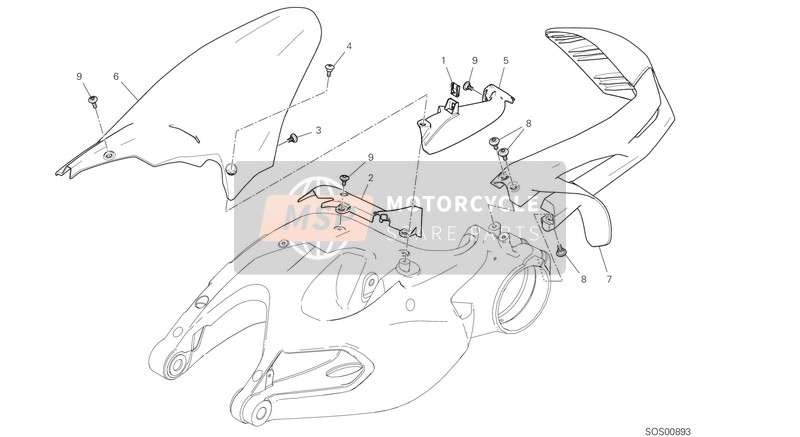 Ducati Multistrada 1260 ABS EU 2020 Guardabarros trasero para un 2020 Ducati Multistrada 1260 ABS EU