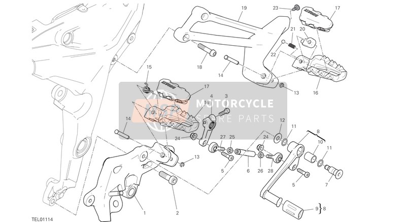 Ducati MULTISTRADA 1260 ABS USA 2020 Fußstützen, Links für ein 2020 Ducati MULTISTRADA 1260 ABS USA