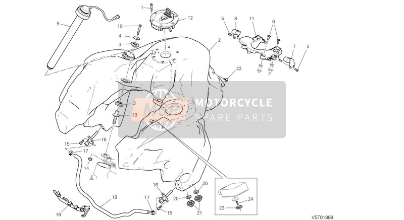 Ducati Multistrada 1260 Enduro EU 2019 Depósito de combustible para un 2019 Ducati Multistrada 1260 Enduro EU
