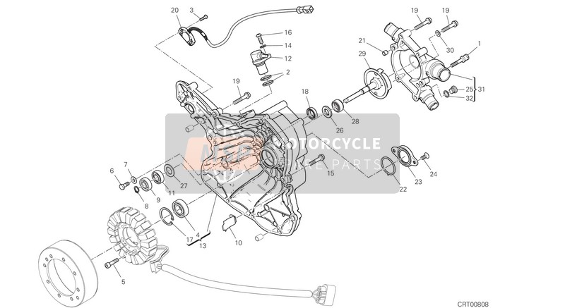 24725241BE, Couvercle Pompe Eau Complet, Ducati, 0