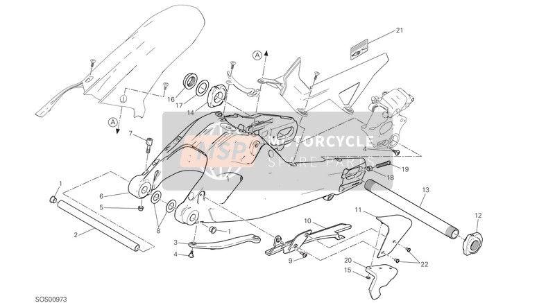 Ducati Multistrada 1260 Enduro EU 2019 Bras oscillant pour un 2019 Ducati Multistrada 1260 Enduro EU