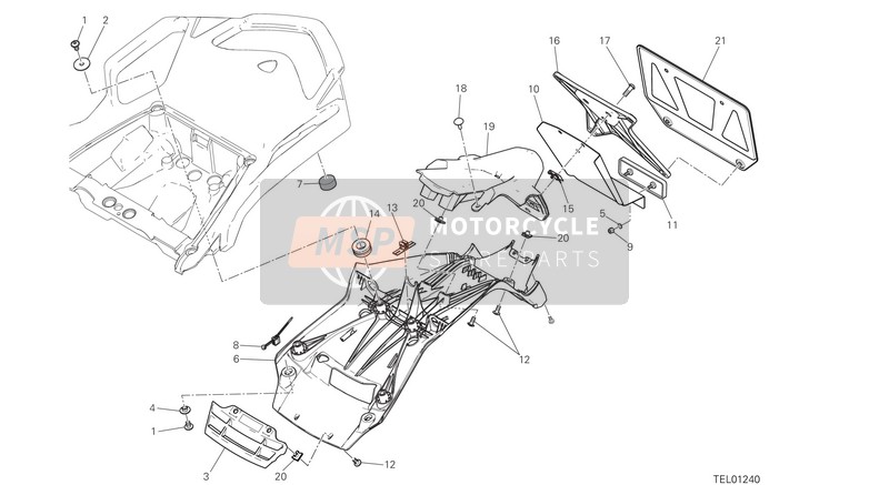 Ducati Multistrada 1260 Enduro EU 2020 Plaat houder voor een 2020 Ducati Multistrada 1260 Enduro EU