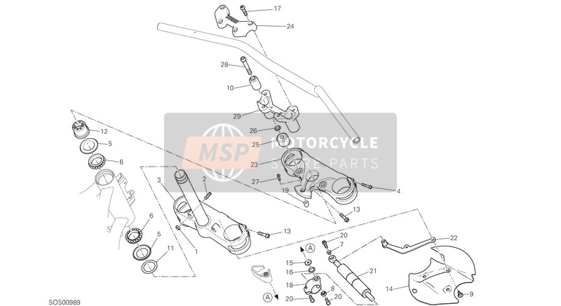 Ducati Multistrada 1260 Enduro EU 2020 Balhoofd Basis komponenten voor een 2020 Ducati Multistrada 1260 Enduro EU