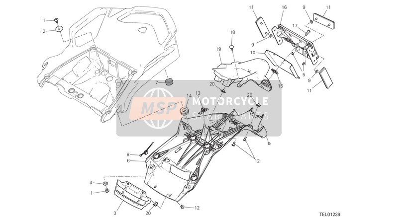 Ducati Multistrada 1260 Enduro USA 2019 Soutien de plaque pour un 2019 Ducati Multistrada 1260 Enduro USA