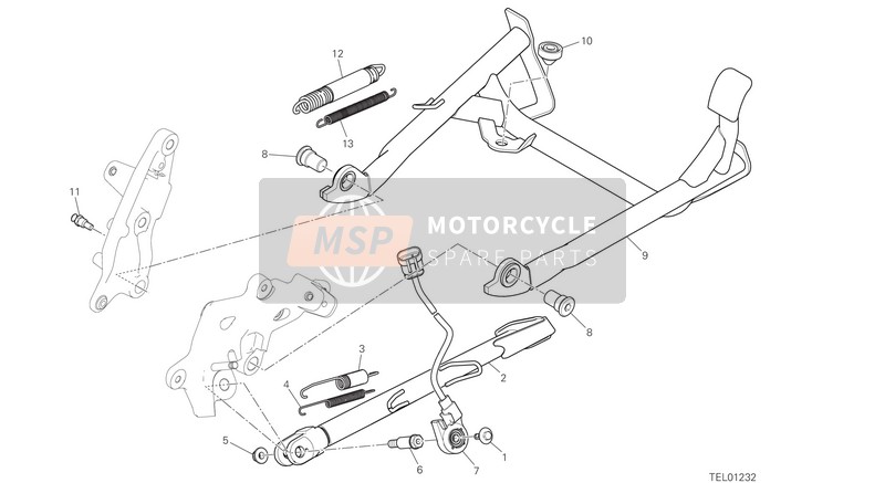 Ducati Multistrada 1260 Enduro USA 2019 Béquille latérale pour un 2019 Ducati Multistrada 1260 Enduro USA