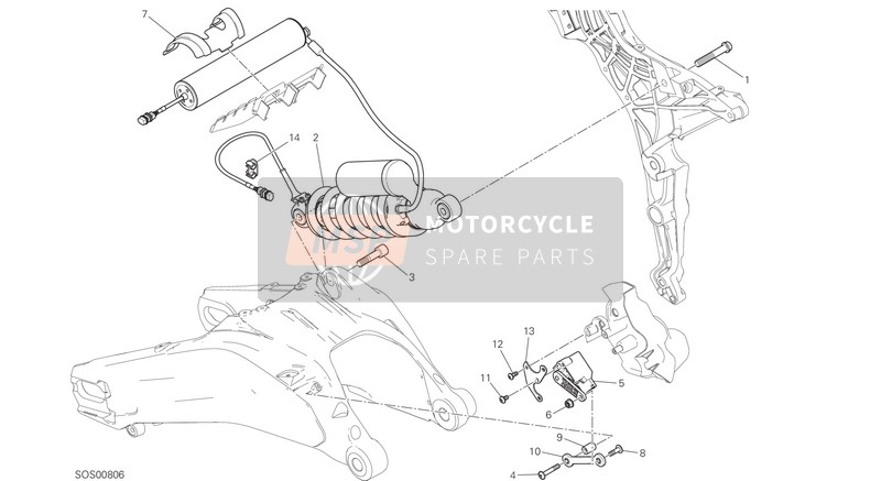 Ducati Multistrada 1260 Enduro USA 2020 Rear Shock Absorber for a 2020 Ducati Multistrada 1260 Enduro USA