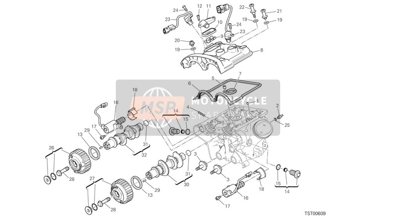 Ducati MULTISTRADA 1260 S ABS EU 2018 Vertikaler Zylinderkopf für ein 2018 Ducati MULTISTRADA 1260 S ABS EU