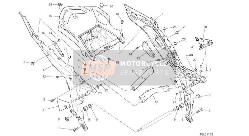 Ducati MULTISTRADA 1260 S ABS USA 2018 Achterste framecompartiment voor een 2018 Ducati MULTISTRADA 1260 S ABS USA