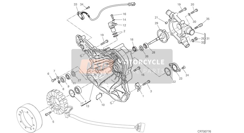 Ducati MULTISTRADA 1260 S D-AIR EU 2019 Coperchio del generatore per un 2019 Ducati MULTISTRADA 1260 S D-AIR EU