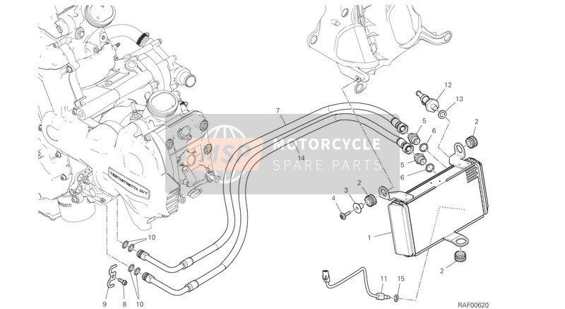 Ducati MULTISTRADA 1260 S D-AIR EU 2019 Enfriador de aceite para un 2019 Ducati MULTISTRADA 1260 S D-AIR EU