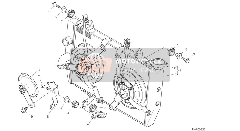 Ducati MULTISTRADA 1260 S D-AIR EU 2019 Refroidisseur d'eau pour un 2019 Ducati MULTISTRADA 1260 S D-AIR EU
