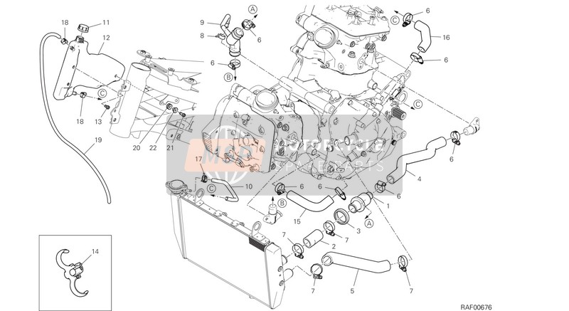 Ducati Multistrada 1260 S Pikes Peak EU 2020 Kühlkreislauf für ein 2020 Ducati Multistrada 1260 S Pikes Peak EU