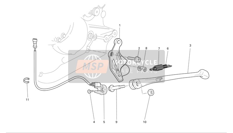 55610411A, Caballete Lateral, Ducati, 0