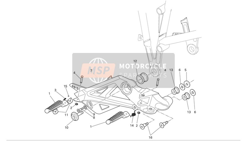 Ducati MULTISTRADA 620 DARK Usa 2006 R.H. Poggiapiedi per un 2006 Ducati MULTISTRADA 620 DARK Usa