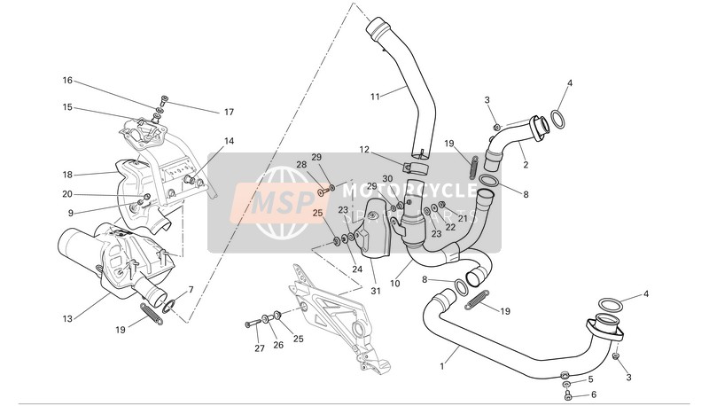 Ducati MULTISTRADA 620 Usa 2006 Exhaust System for a 2006 Ducati MULTISTRADA 620 Usa