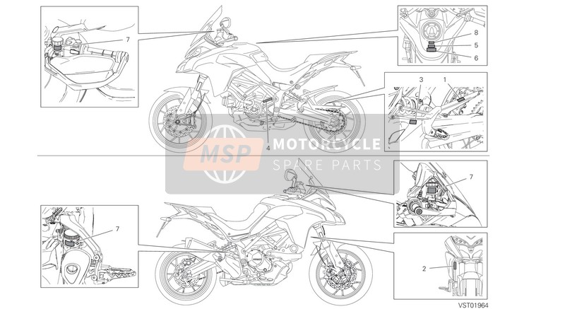 Ducati MULTISTRADA 950 2021 ETIKETTE, WARNUNG  für ein 2021 Ducati MULTISTRADA 950