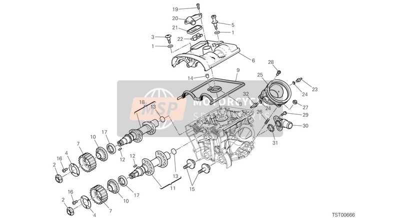 Ducati MULTISTRADA 950 2021 Cabeza de cilindro vertical - Sincronización para un 2021 Ducati MULTISTRADA 950