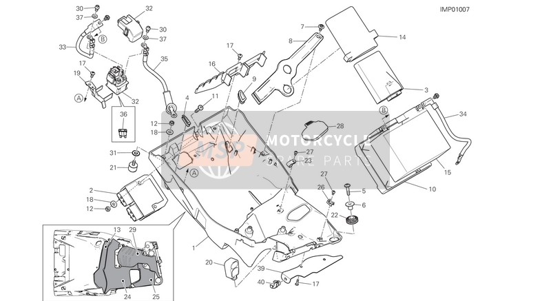 Ducati MULTISTRADA 950 EU 2018 Portabatteria per un 2018 Ducati MULTISTRADA 950 EU